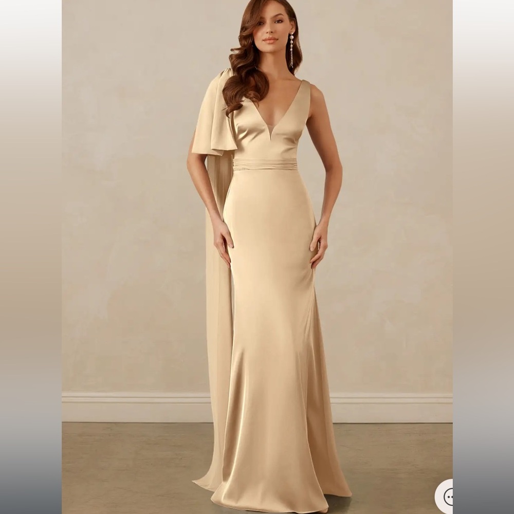 Christian Soriano for Azazie Bridesmaid Dress in Champagne Stretch Satin